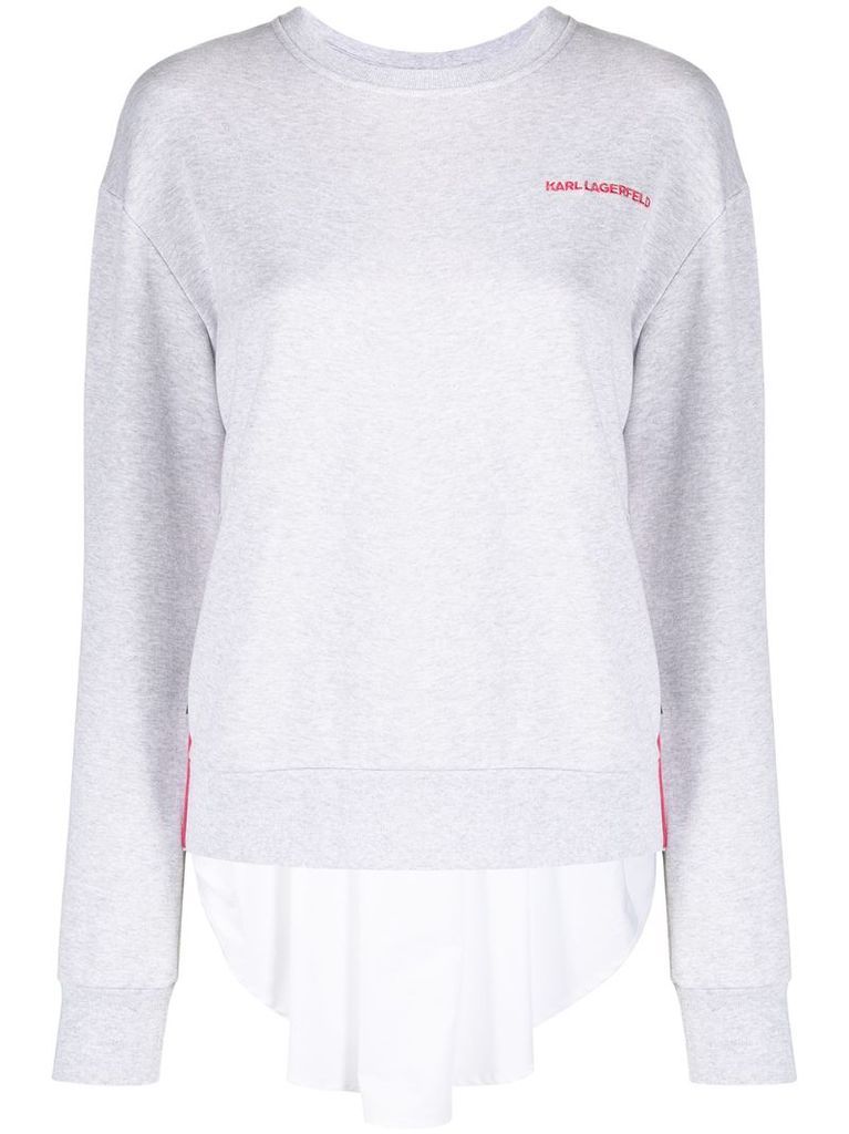 embroidered-logo pleated-panel sweatshirt