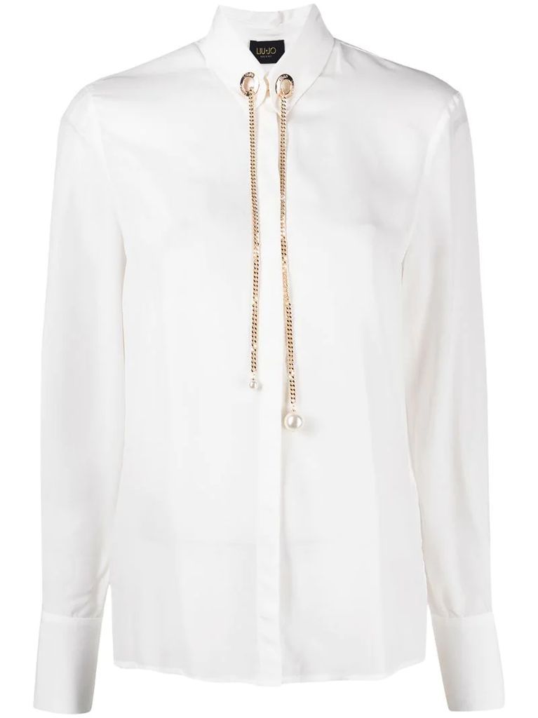 chain pearl collar blouse