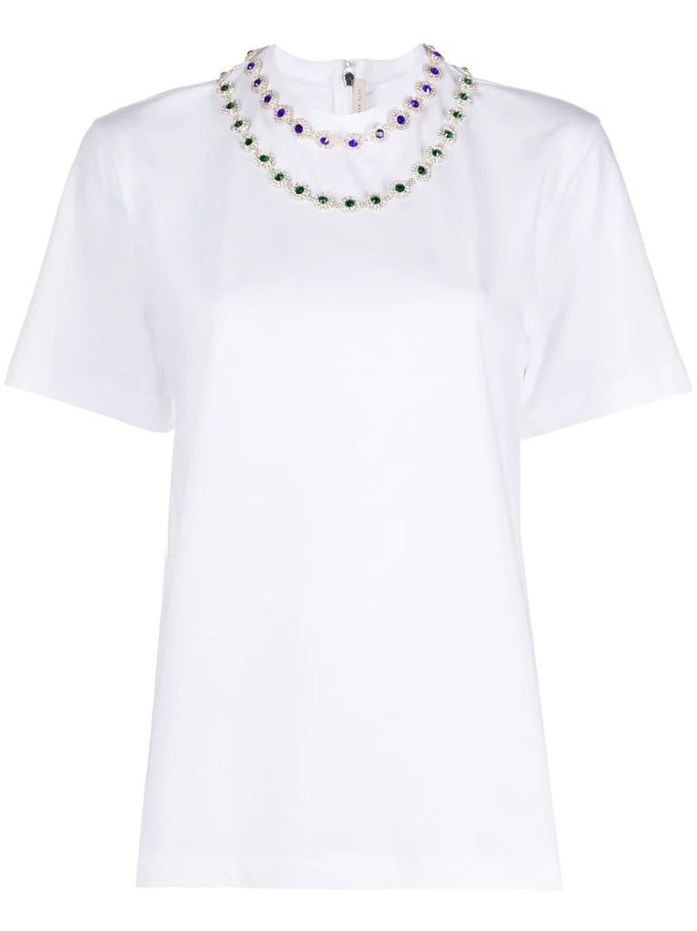 floral crystal-embellished T-shirt