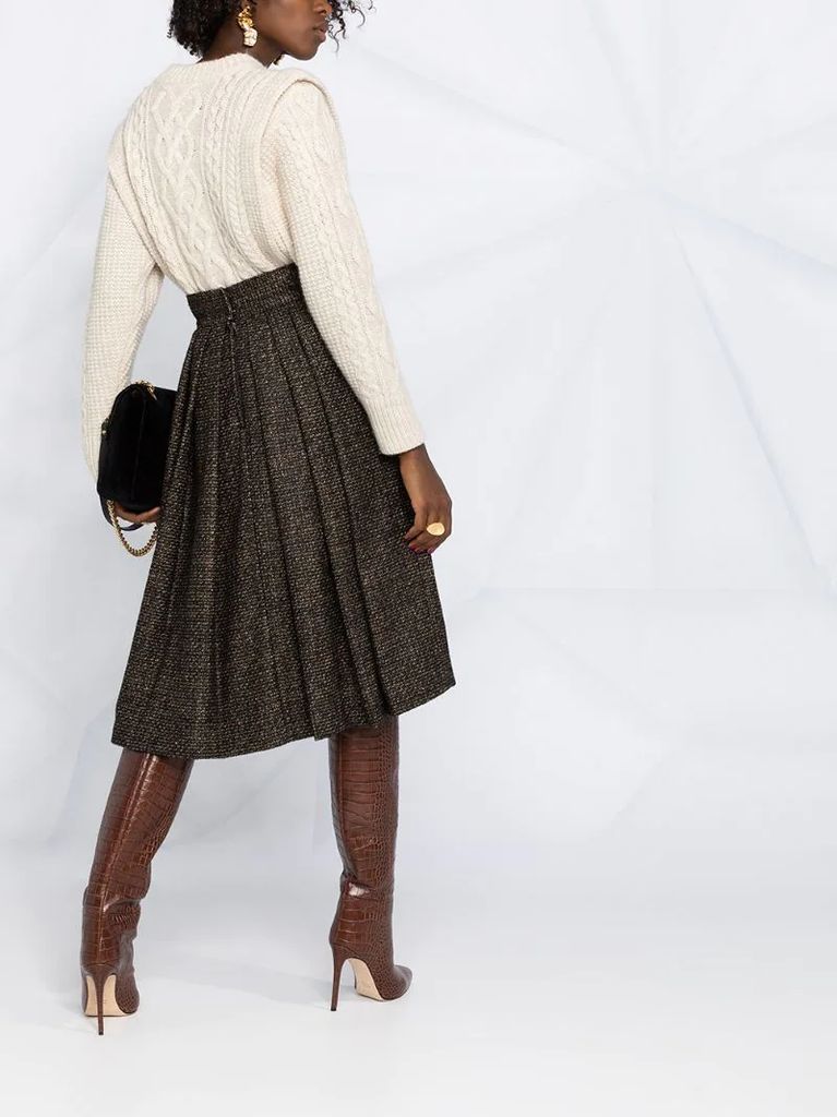 micro tweed pleated skirt