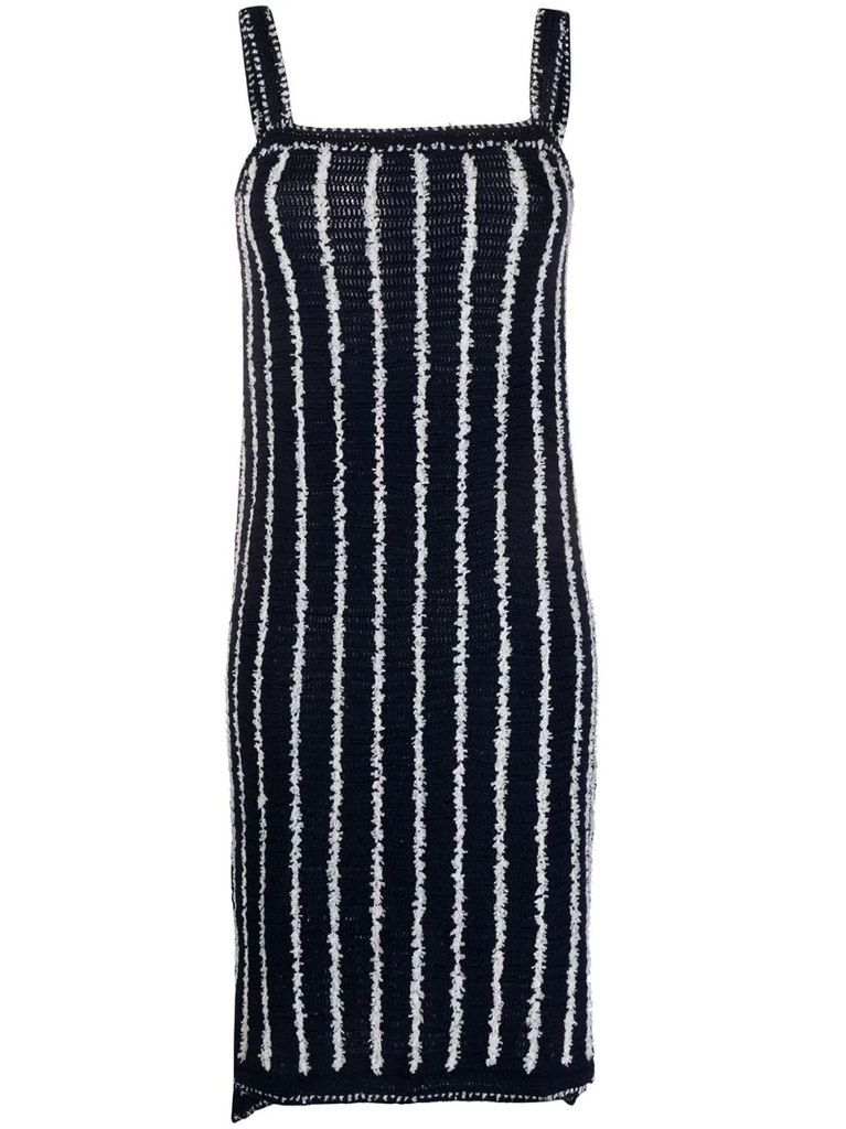 crochet banker stripe sleeveless dress