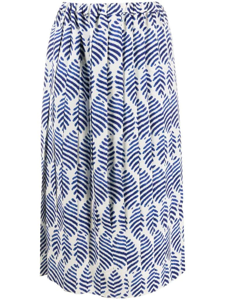 leaf pattern midi skirt