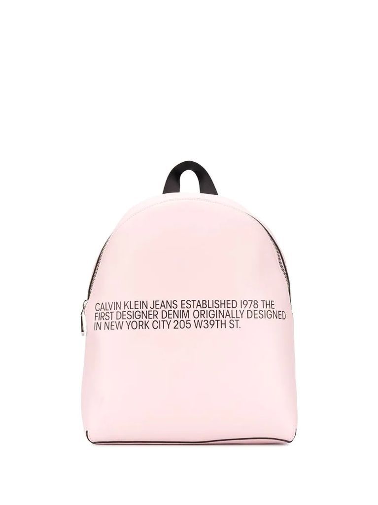 slogan-print backpack