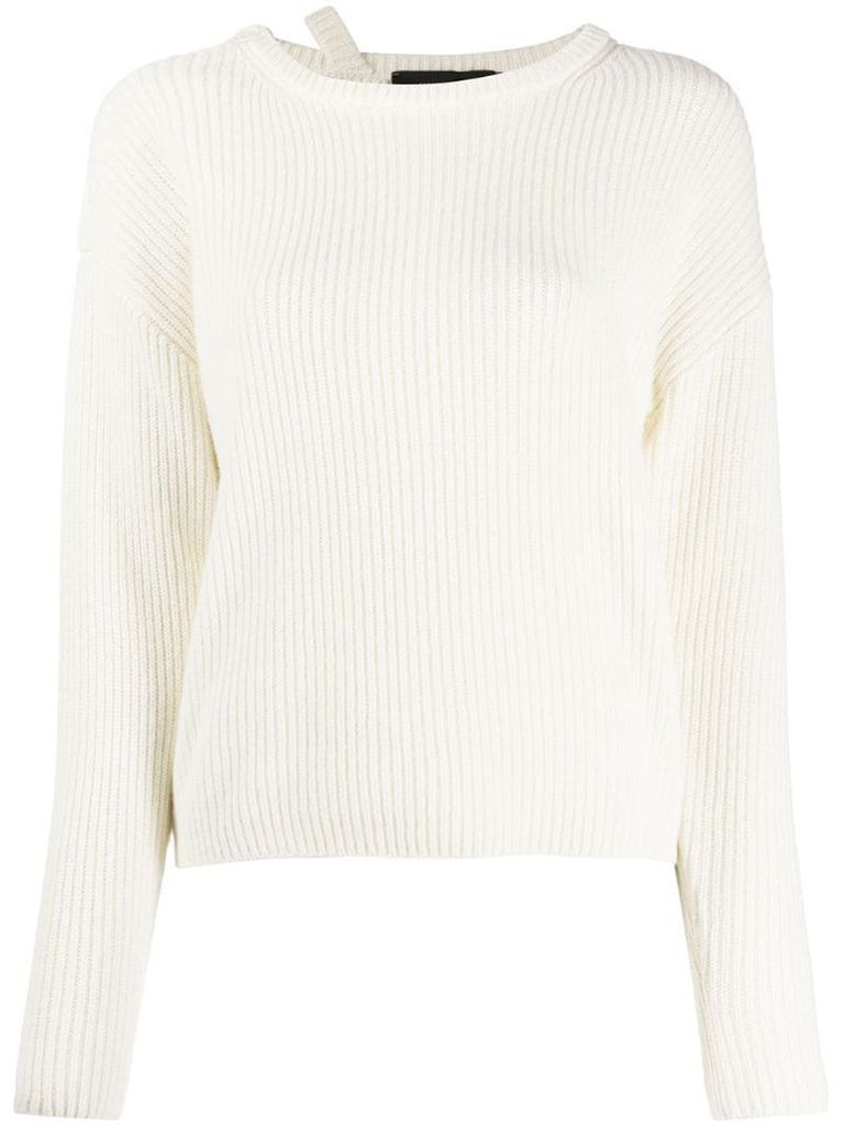 strap-neck ribbed sweater