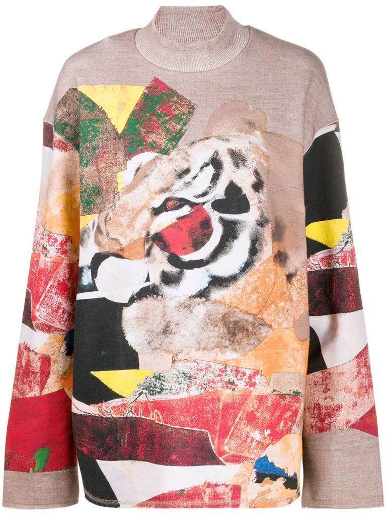 abstract-pattern tiger-print sweatshirt