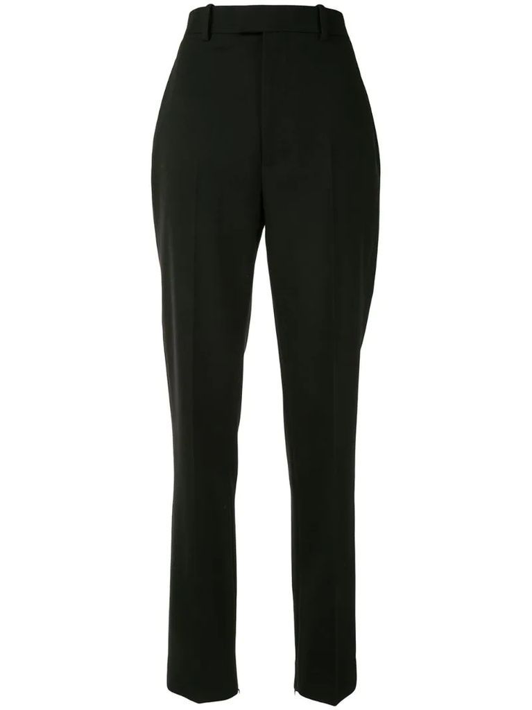 high-waist tapered wool trousers