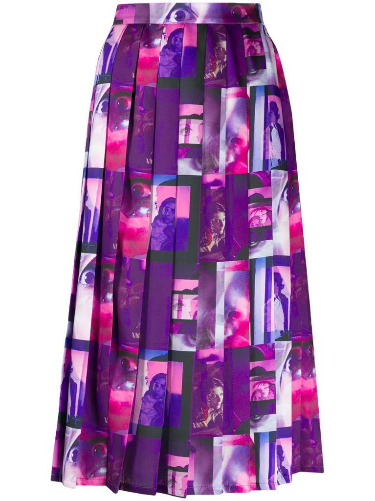 graphic-print pleated skirt