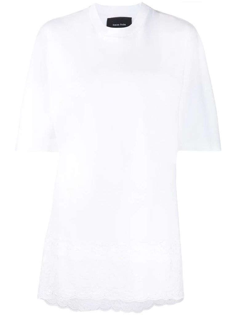 lace-panel T-shirt