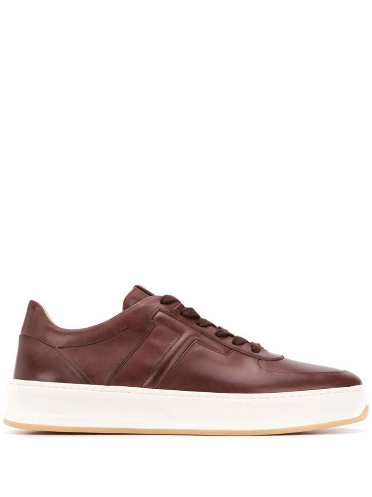 embossed T motif lace-up trainers