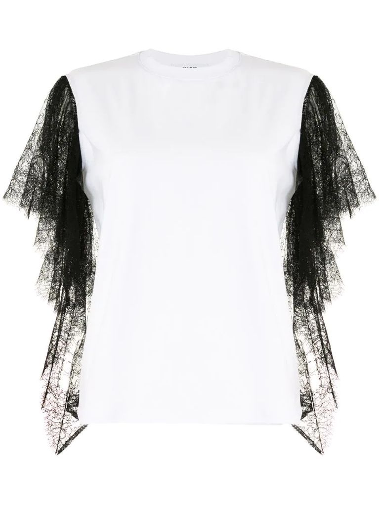 lace sleeves T-shirt