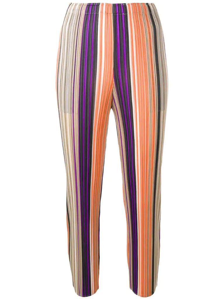 striped pleated trousers