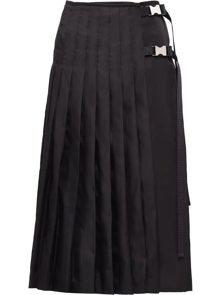 buckle-detail pleated midi skirt