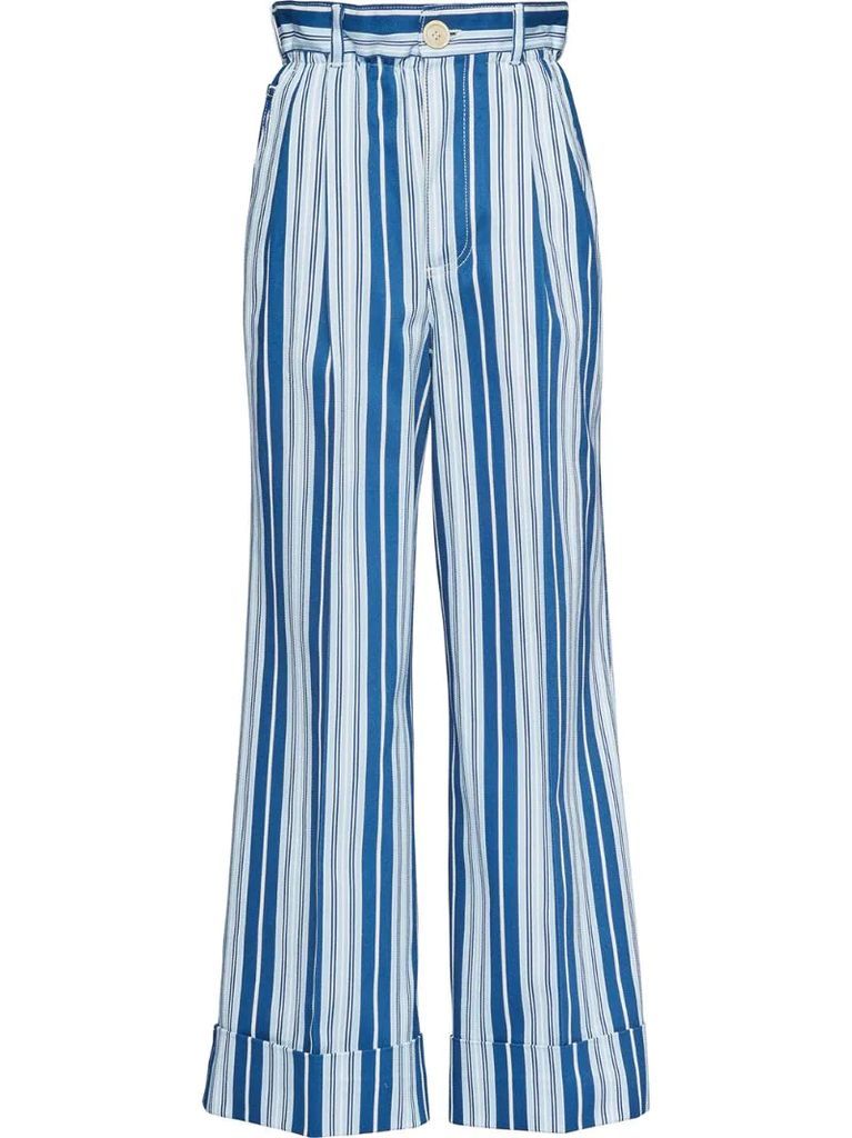 striped wide-leg jeans