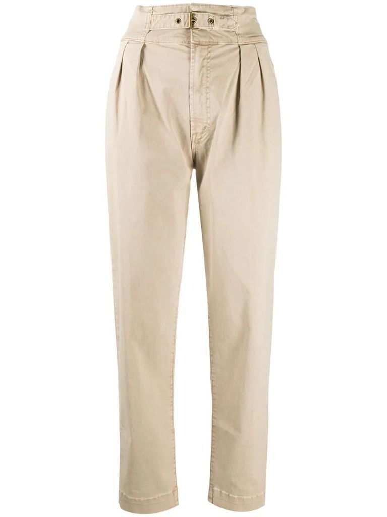 high-waisted twill trousers