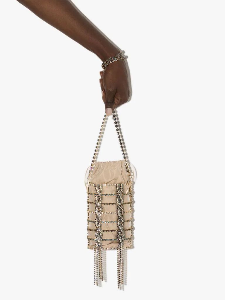 caged crystal-embellished mini bag