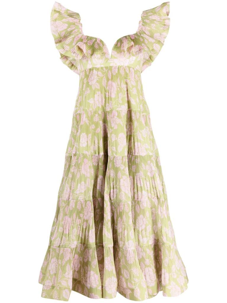 Lovestruck Pleated floral-print gown