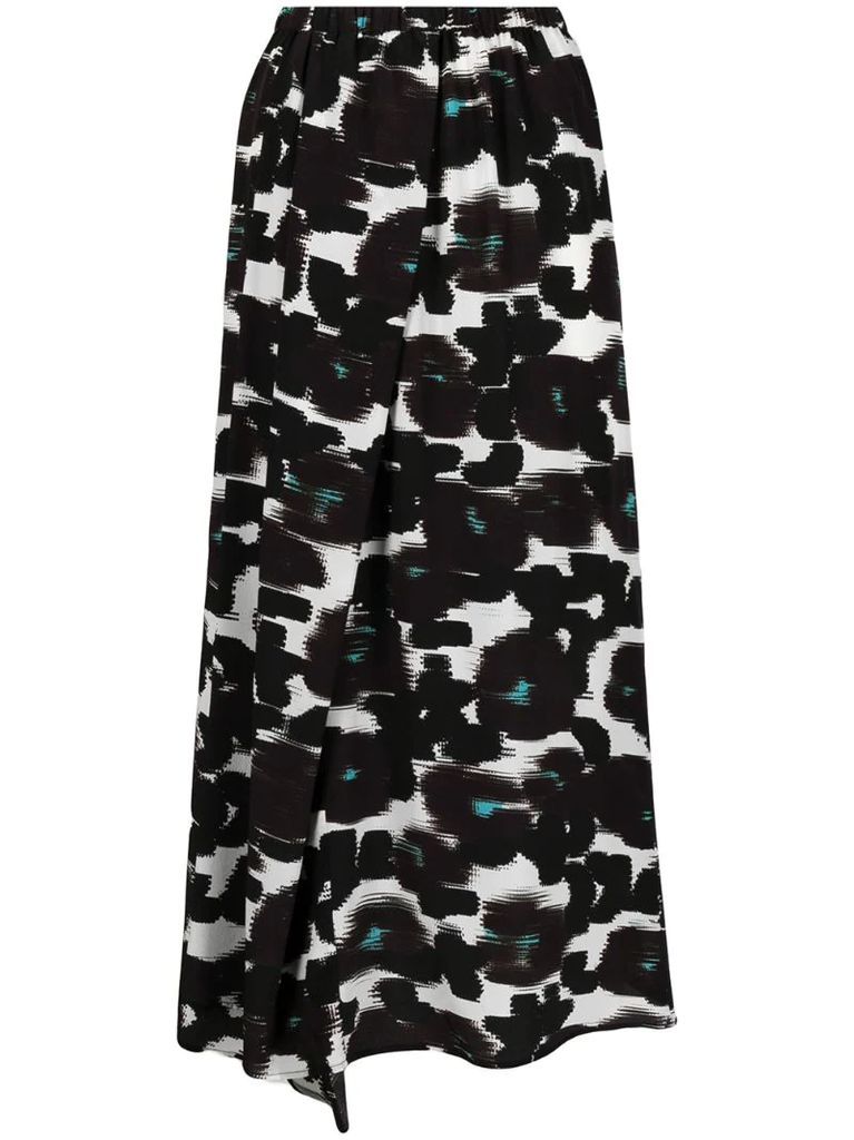 abstract-print midi skirt