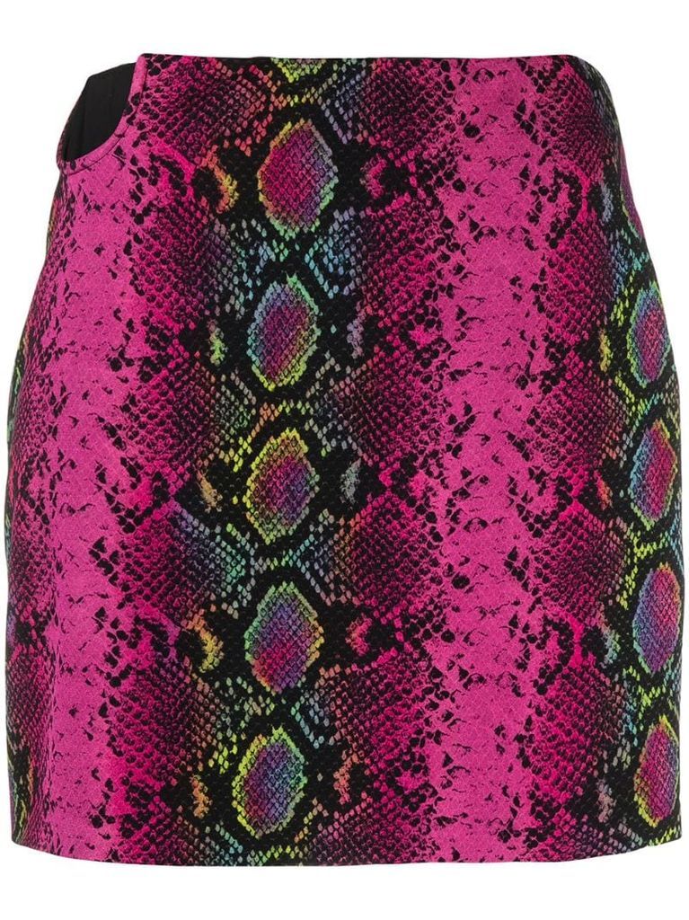 snakeskin-print mini skirt