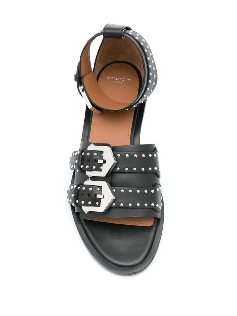 studded buckled flat sandals