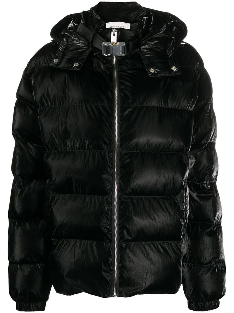 high-shine padded coat