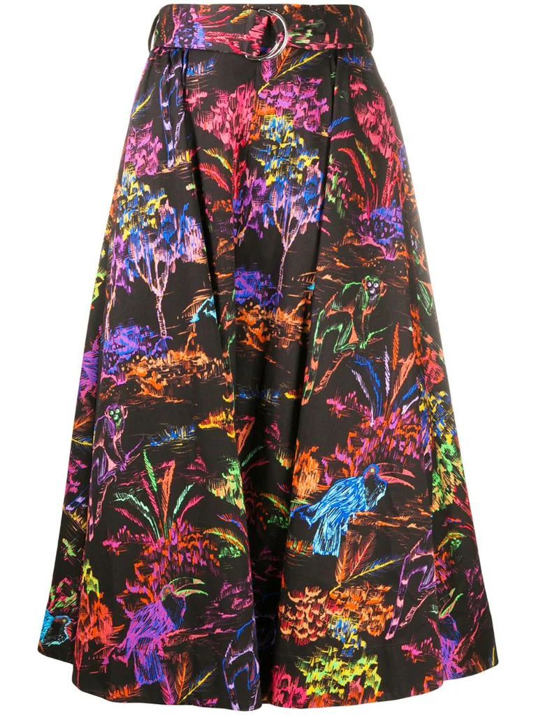 tree-print A-line skirt