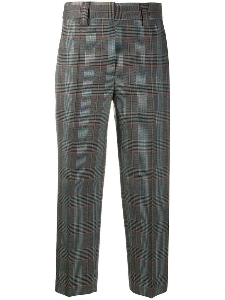 houndstooth print cropped tailored trousers