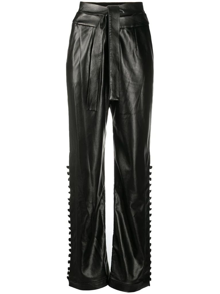 faux-leather straight trousers