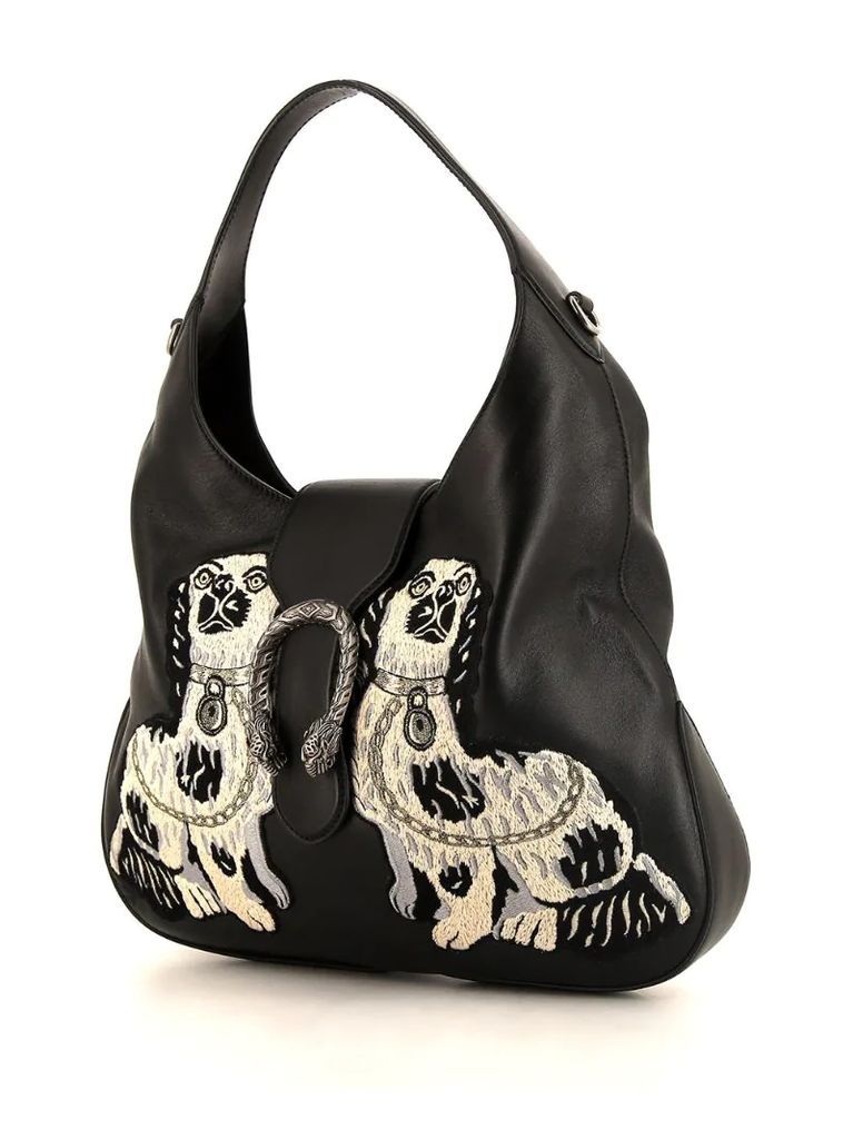 Dionysus dog embroidery hobo bag