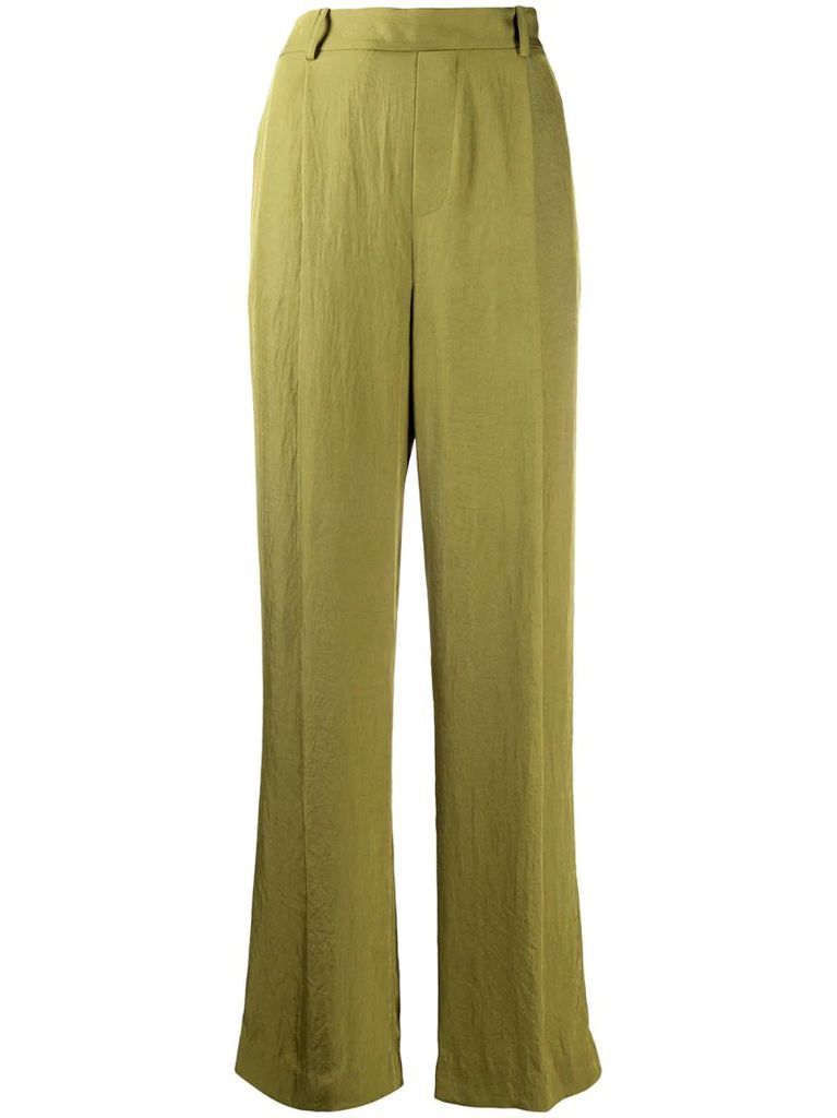 pleated-detail straight-leg trousers