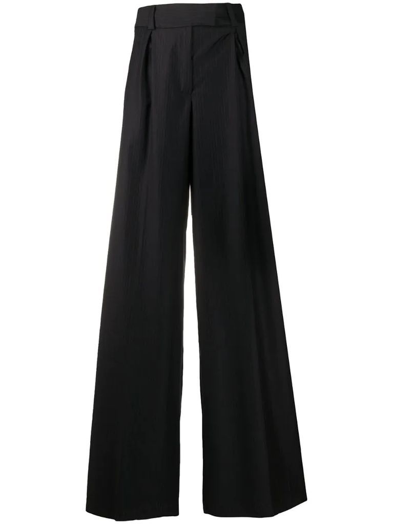 2000s pinstriped wide-legged trousers