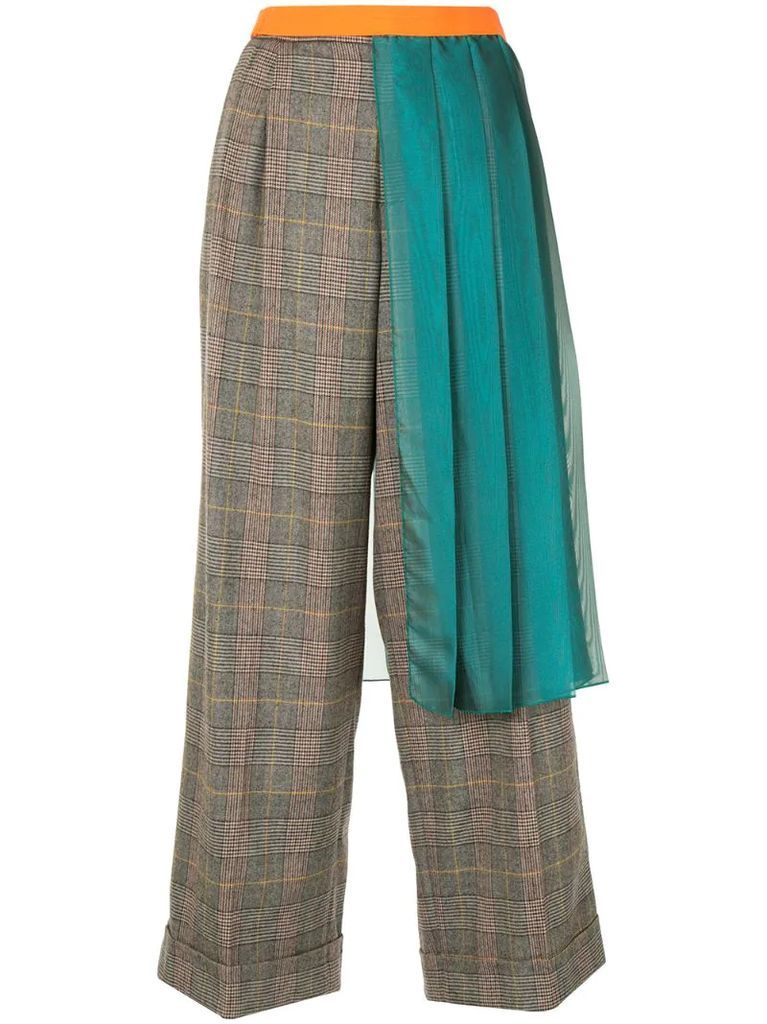 pleated panel wide-leg trousers
