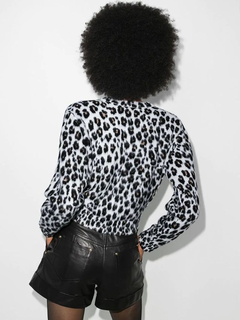 leopard-print knit cardigan
