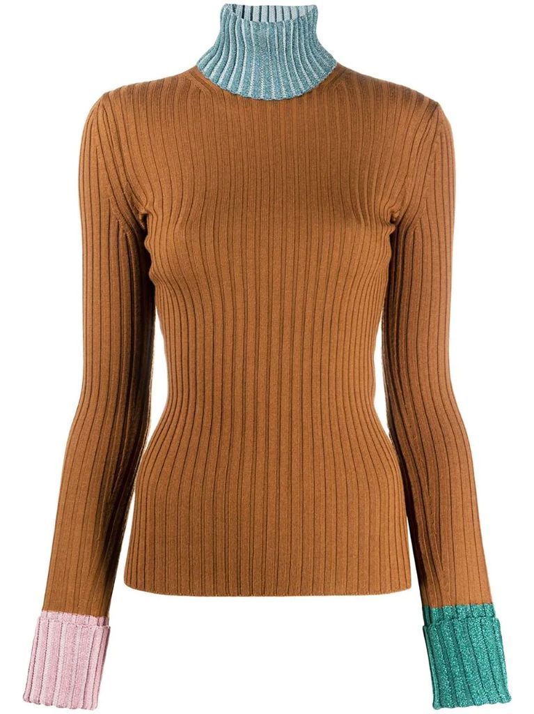 contrast trim rib-knit jumper