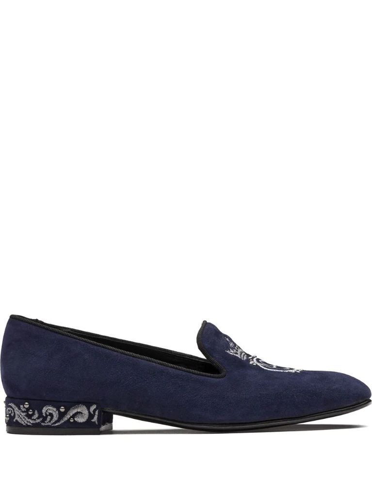 Arielle crest embroidered loafers