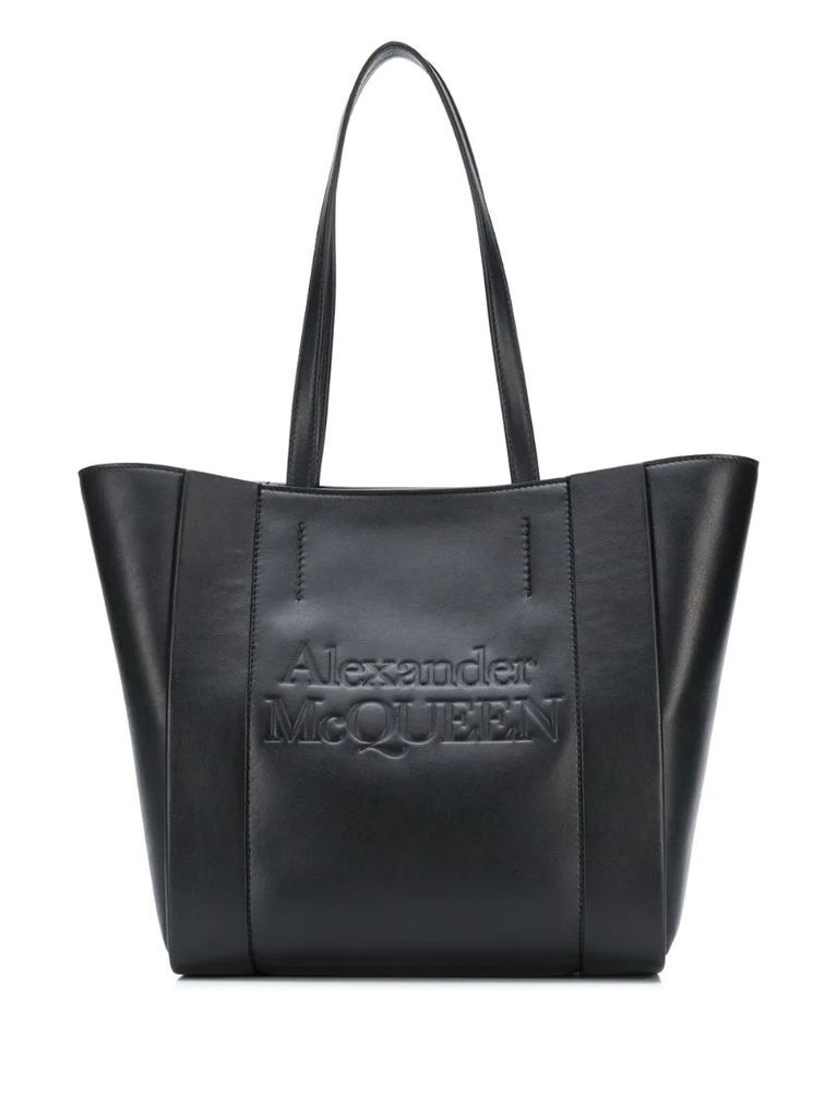 Signature debossed-logo tote bag