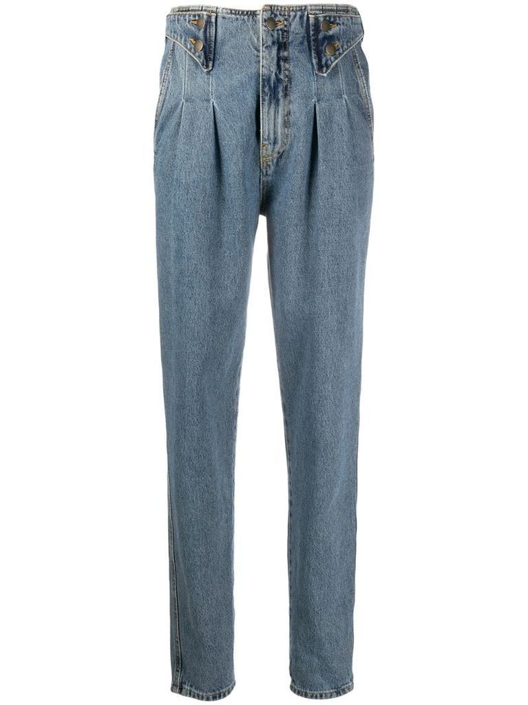 pleated waist tapered jeans