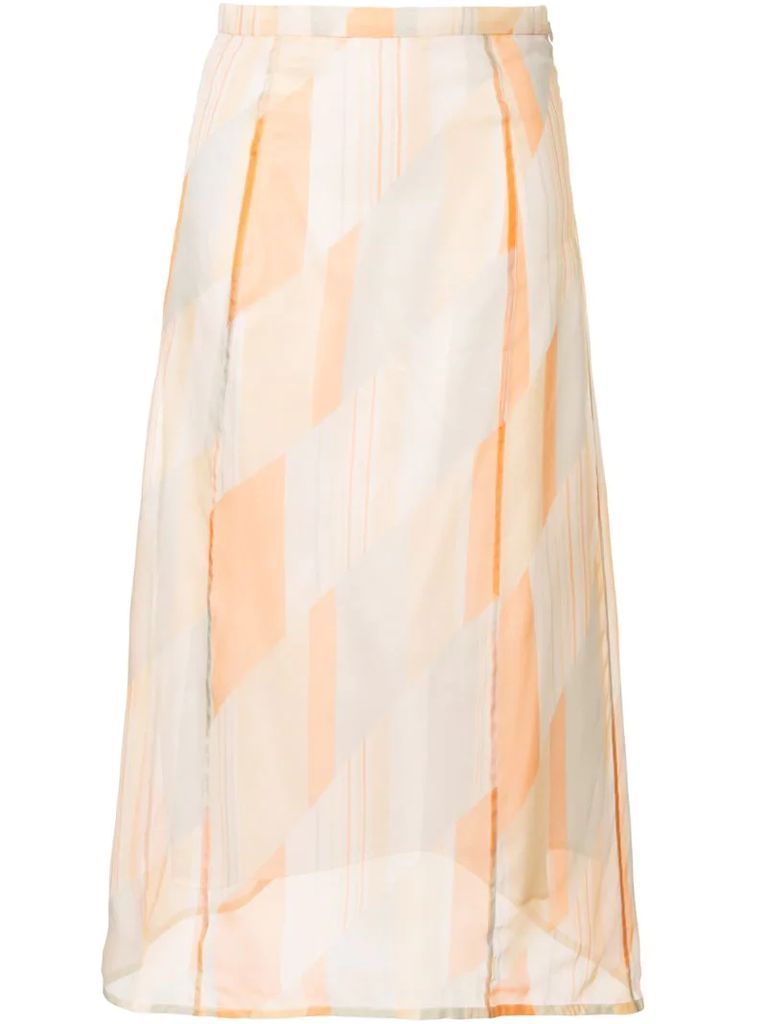 geometric A-line silk skirt
