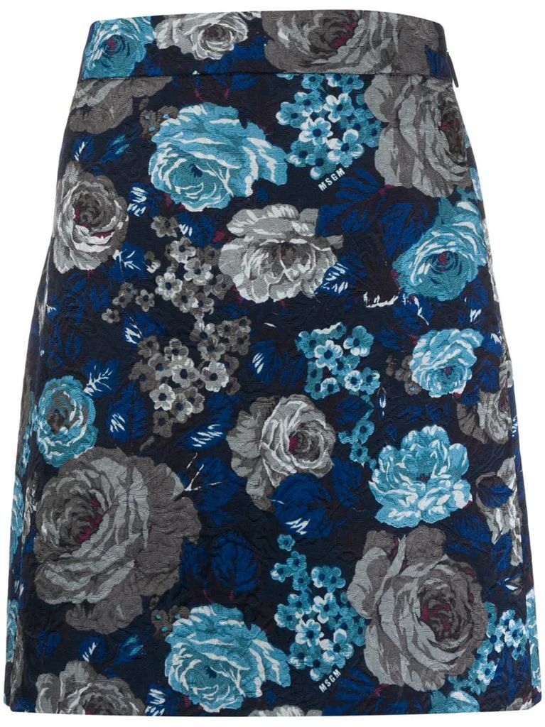 jacquard floral A-line skirt