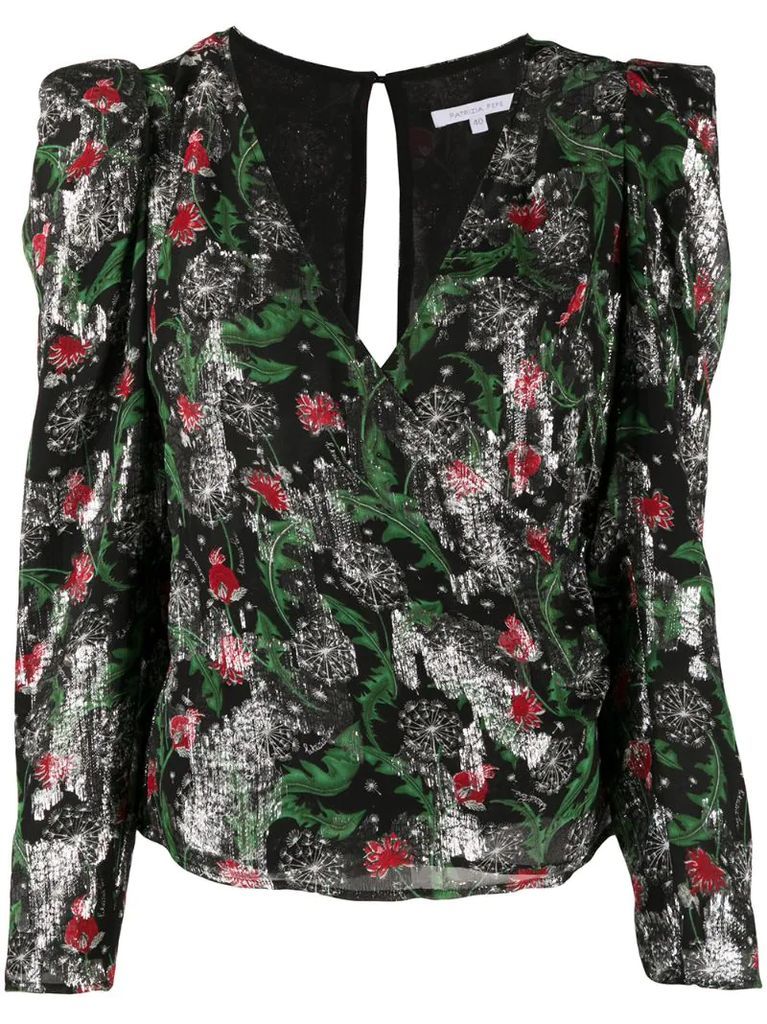 floral-print v-neck blouse