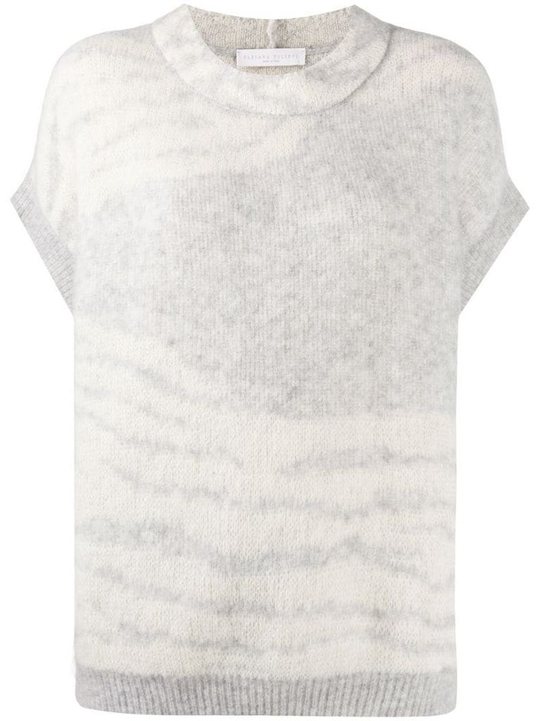 zebra print short-sleeve jumper