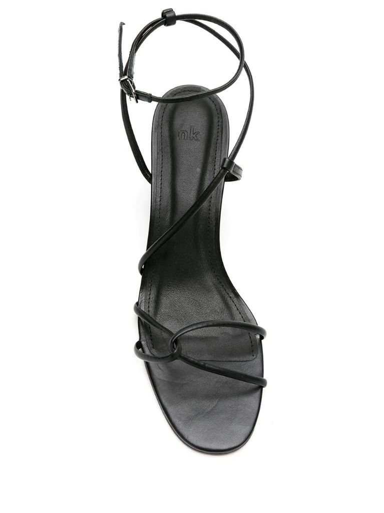 leather high heel sandals
