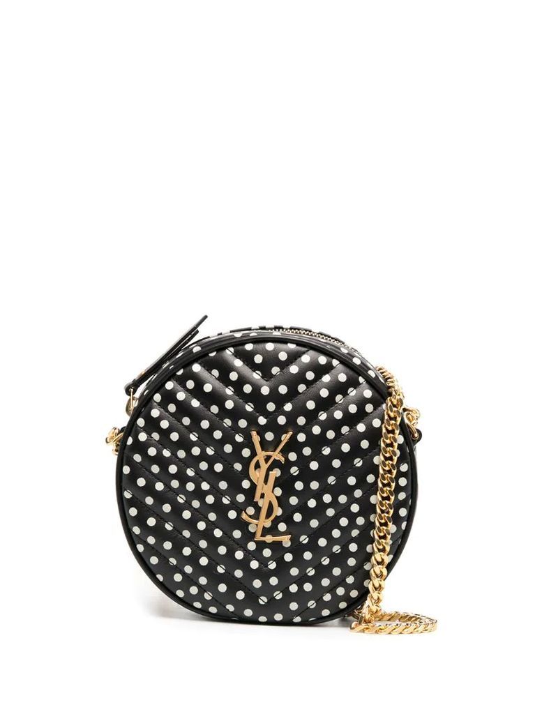 Vinyle polka dot crossbody bag