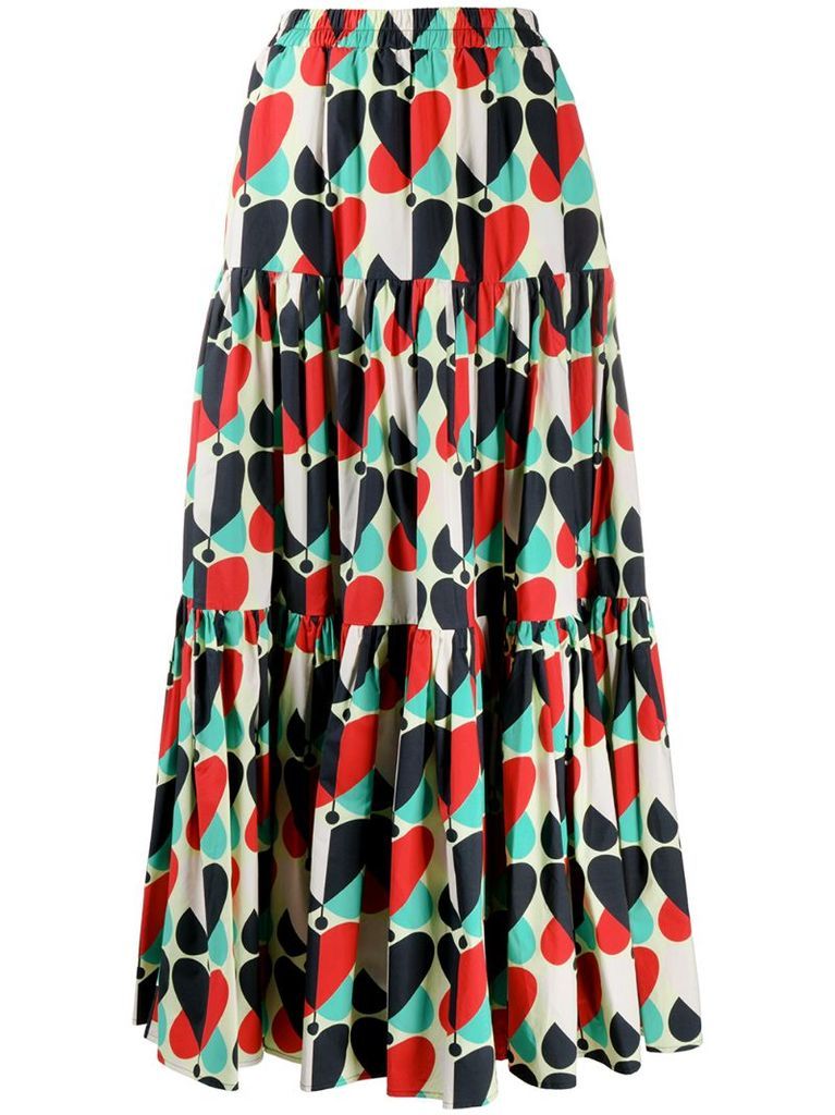 Big geometric-print tiered skirt
