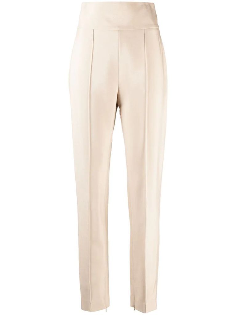high-waisted slim fit trousers