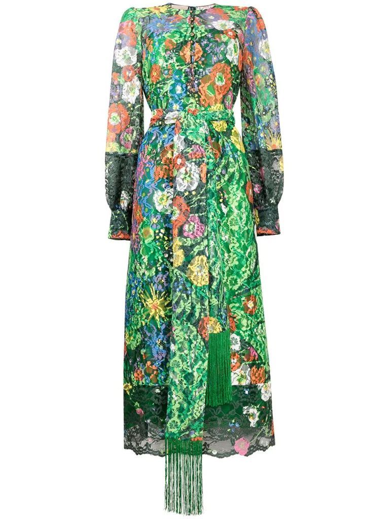 floral-embroidered shirtdress