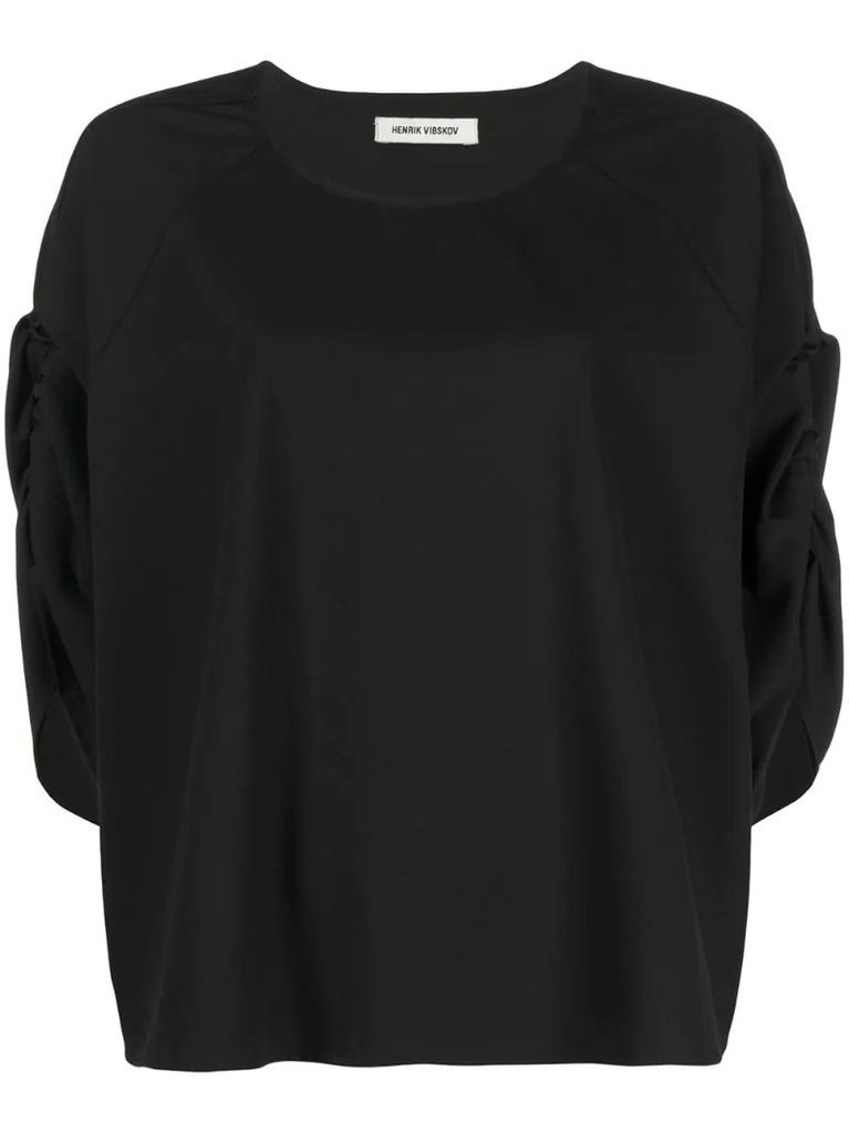 Burning Love ruched-sleeve blouse