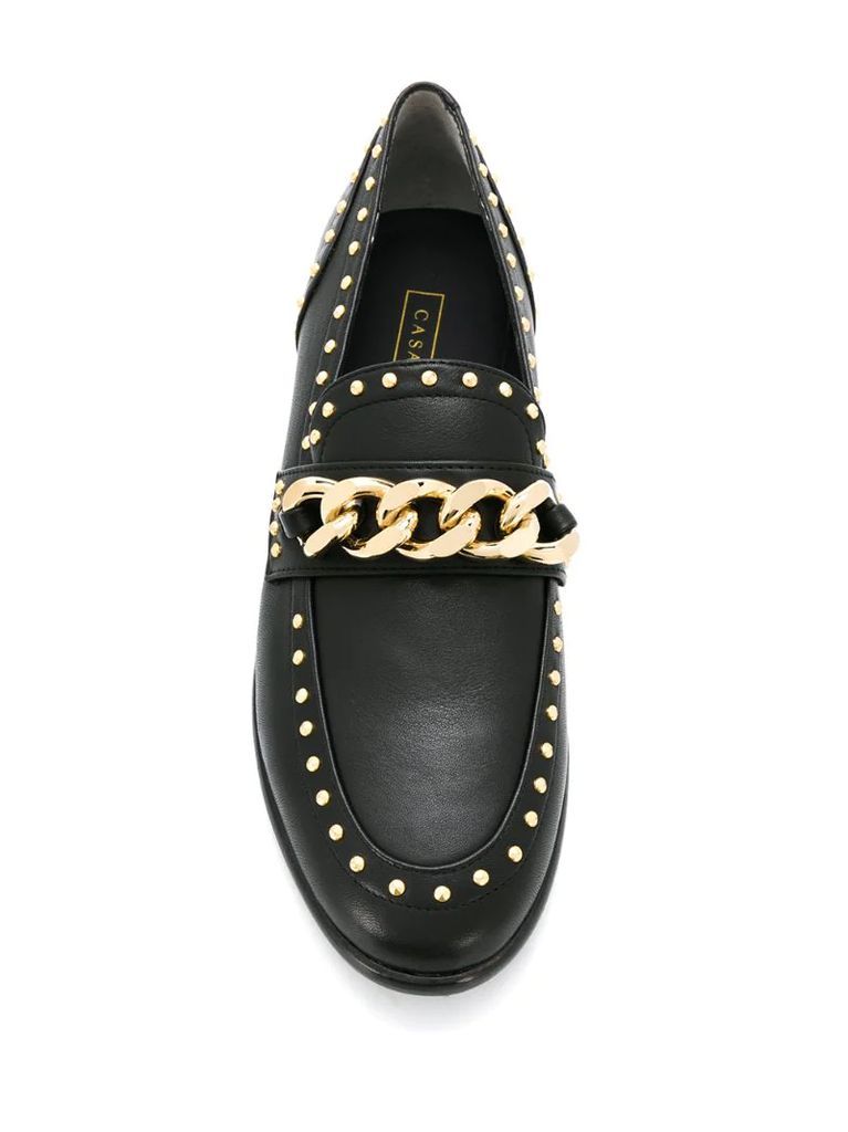 studded chain link loafers