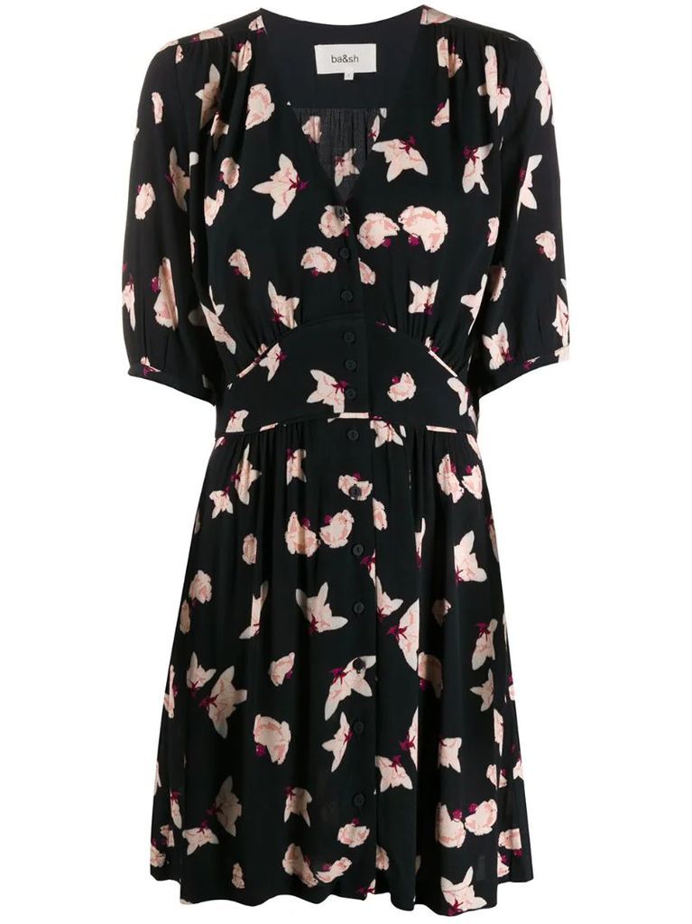 floral-print v-neck dress