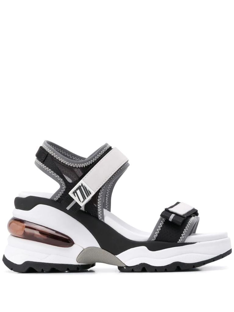 Deep sneaker-sole wedge sandals