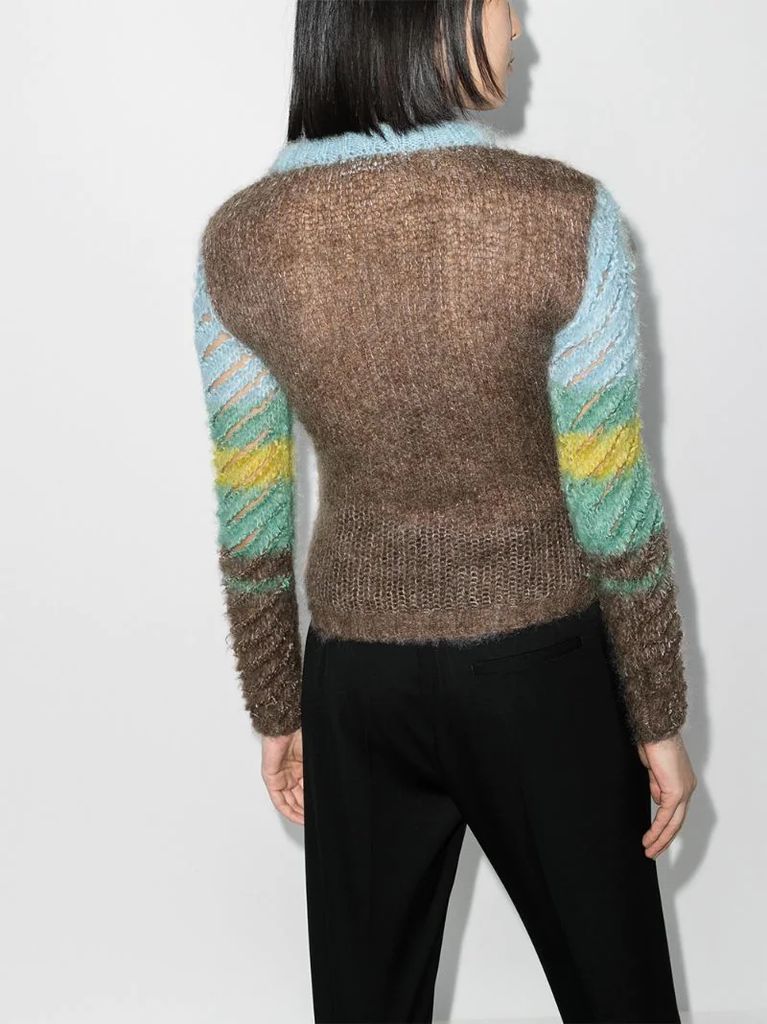 stripe-pattern ribbed-knit jumper